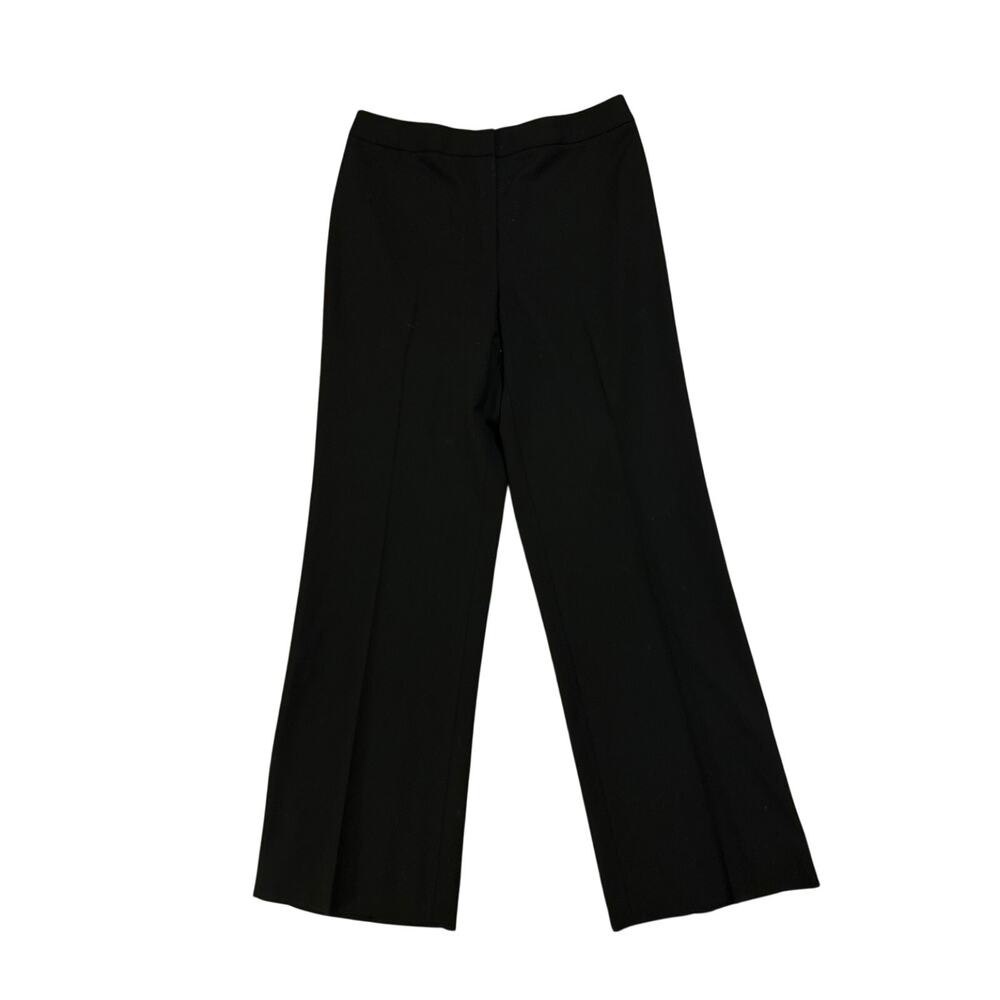 Women 10 Lafayette 148 New York Black Wool Dress Pants Suit Wide Relaxed Leg